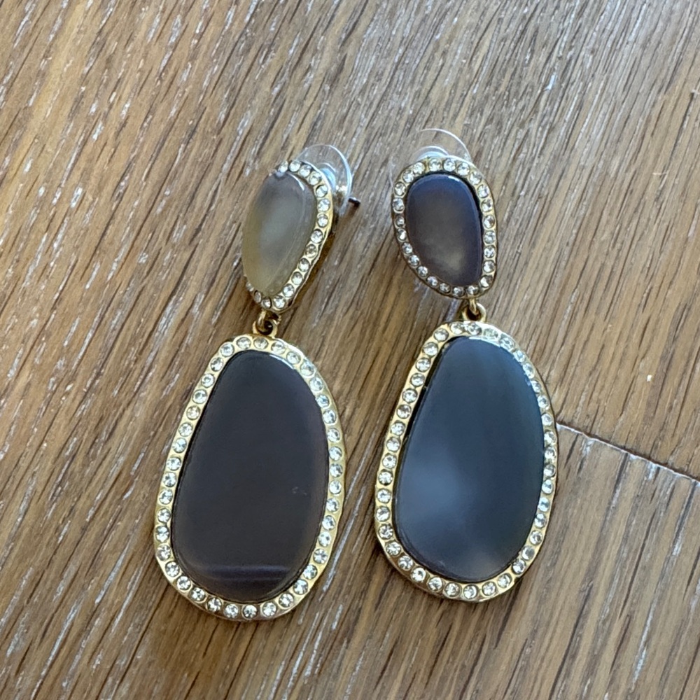 BCBGMaxAzria Gold and Tan Stone Earrings